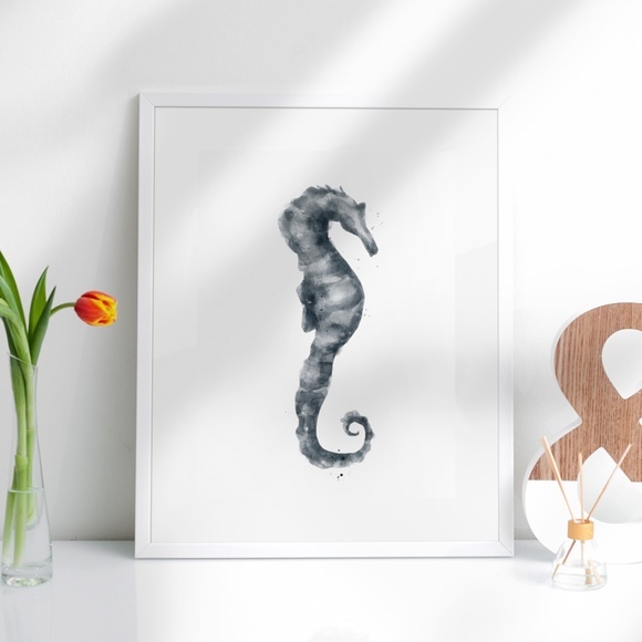 Wall Art Watercolor Sea Horse Print Poster Unframed - Picture 8 of 10